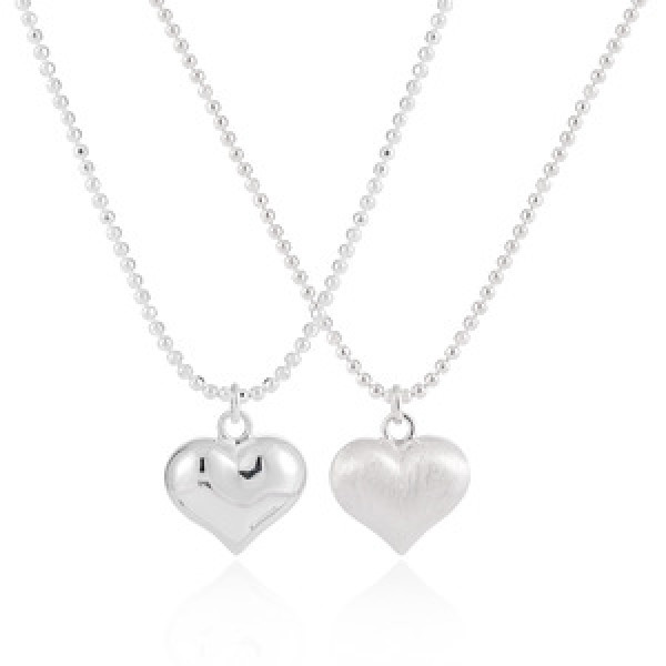 A44222 bead s925 sterling silver simple heart heartshape necklace