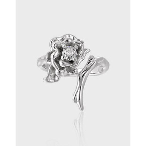 A40291 unique grade rhinestone rose s925 sterling silver adjustable ring