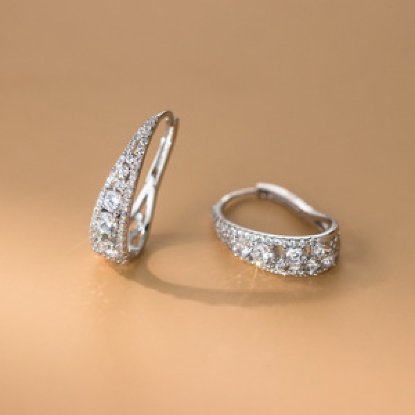 A45461 s925 sterling silver elegant rhinestone teardrop stud earrings