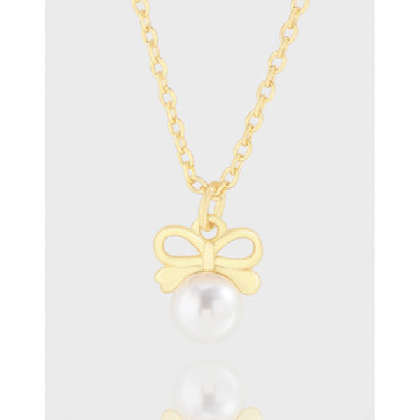 A42629 design butterfly pearl sterling silver s925 necklace