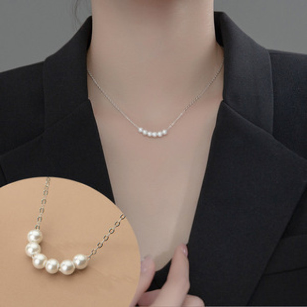 A34557 s925 sterling silver pearl necklace