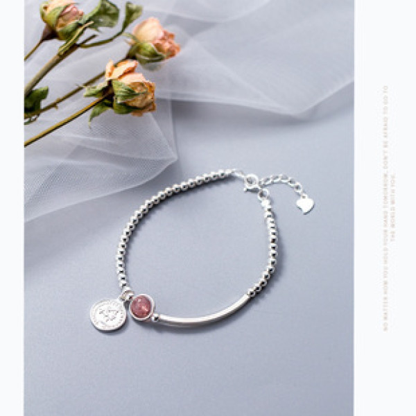 A43096 s925 silver fashion head charm sweet strawberry bracelet