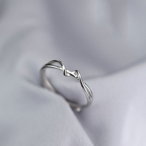 A40103 s925 silver unique wrap weave elegant double doublelayer ring