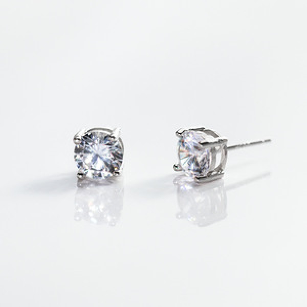 A44985 s925 sterling silver sweet unique rhinestone stud earrings