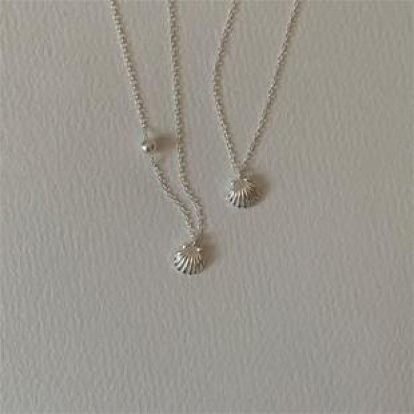 A40363 sterling silver shell pearl simple necklace