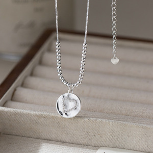 A46168 s925 silver dainty simple rhinestone heart necklace