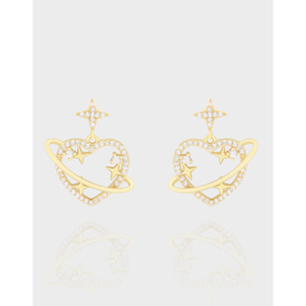 A41995 design heart ball cubic zirconia stud sterling silver s925 earrings