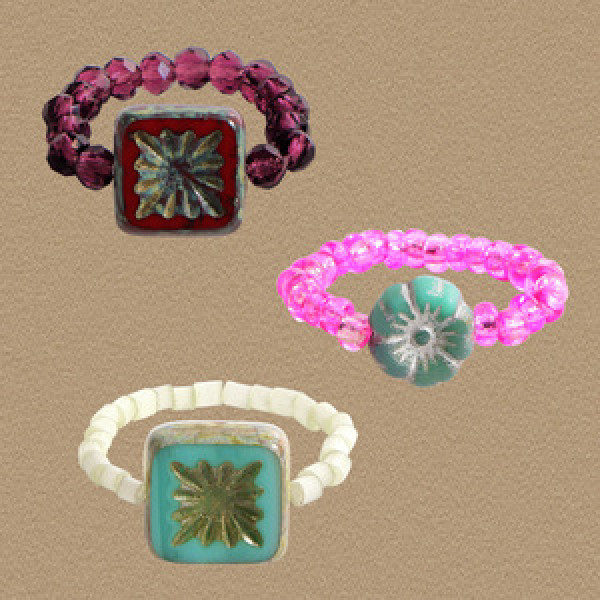A45078 fashion colorful handmade beaded stretchy rope ring