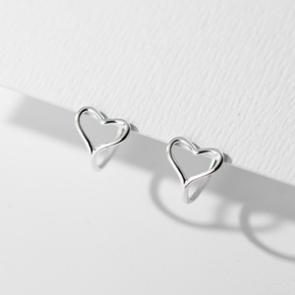 A45027 s925 sterling silver sweet dainty hollowed heart clipon stud earrings
