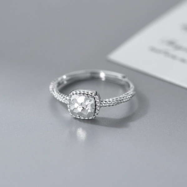 A46281 s925 sterling silver simple square twist ring