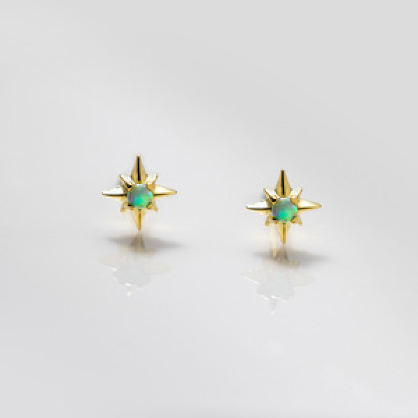 A45066 s925 sterling silver elegant minimalist green opal stud earrings