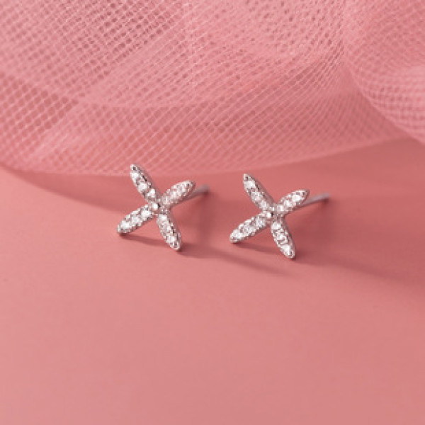 A37940 s925 sterling silver rhinestone elegant stud cute dainty earrings