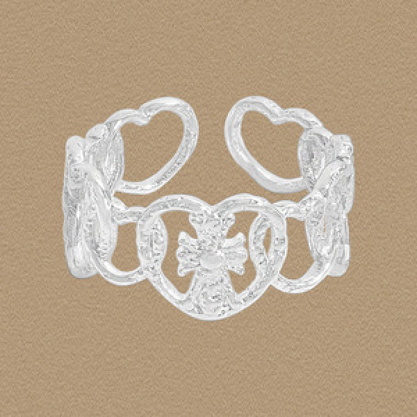A45464 heart sterling silver s925 heartshape adjustable ring