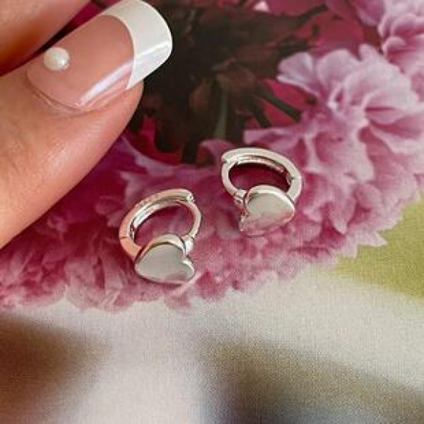 A37162 925 sterling silver heart earrings