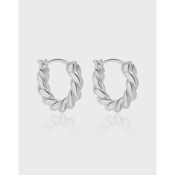 A39380 rope hoop simple unique vintage elegant s925 sterling silver twist earrings