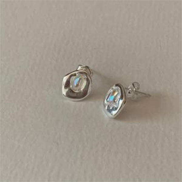 A43211 sterling silver rhinestone stud earrings simple elegant earrings