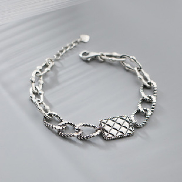 A38281 s925 sterling silver thai charm vintage twist bracelet
