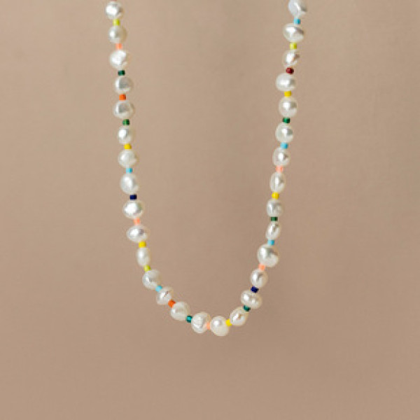 A34013 s925 sterling silver pearl colorful necklace