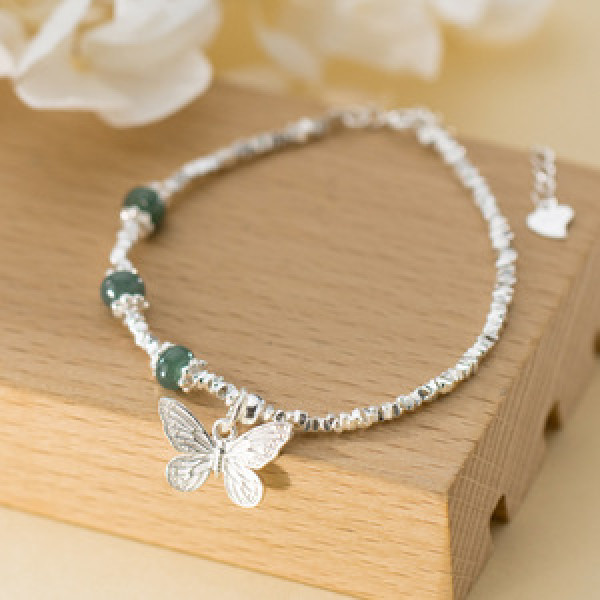 A45559 s925 silver trendy sweet dainty butterfly charm bracelet