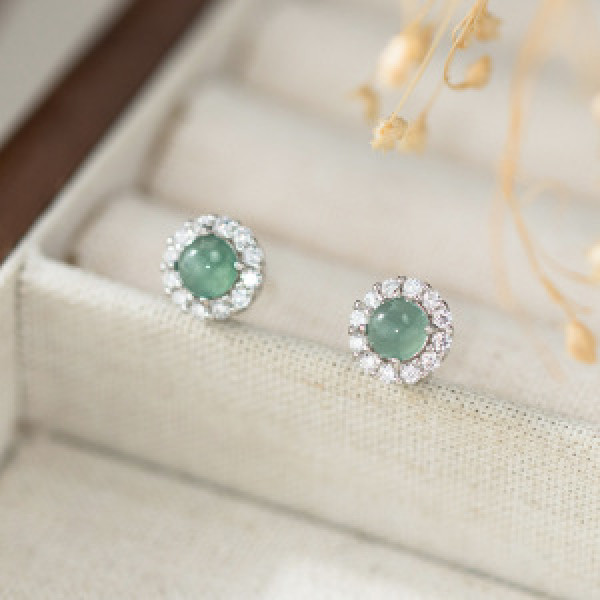 A46226 s925 sterling silver sweet rhinestone circle stud earrings