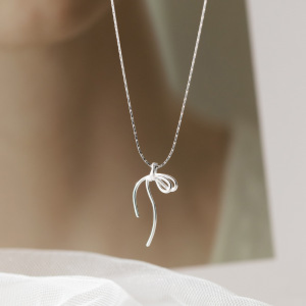 A43826 s925 silver simple sweet bar rope butterfly necklace