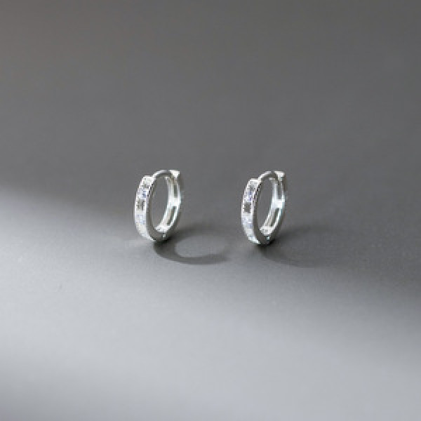A43786 silver trendy sweet dainty hollowed hoop stud earrings