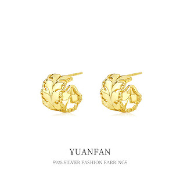 A39357 sterling silver vintage tree leaf stud unique fashion earrings