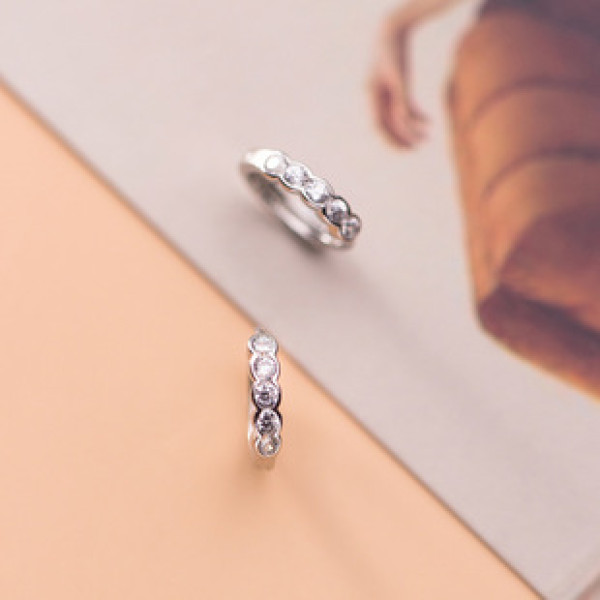 A42713 s925 silver fashion elegant rhinestone hoop simple trendy earrings