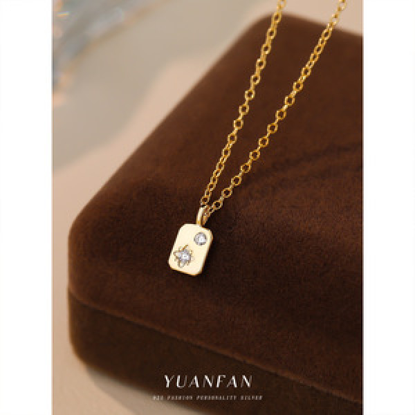 A43636 stars square s925 sterling silver fashion cubic zirconia necklace