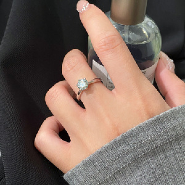 A45676 s925 sterling silver trendy sweet simple rhinestone ring
