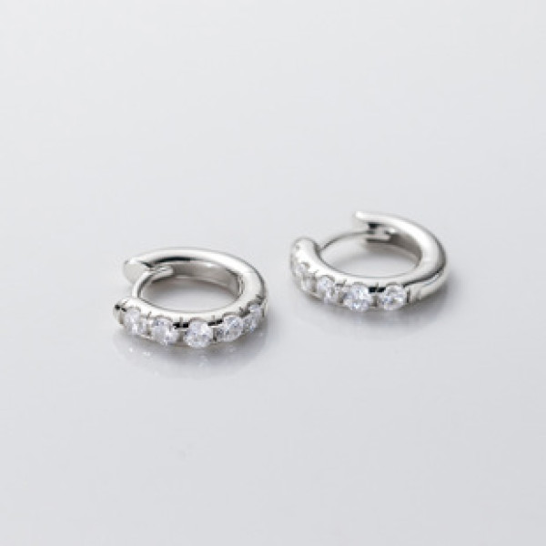 A39569 s925 sterling silver circle rhinestone unique design earrings