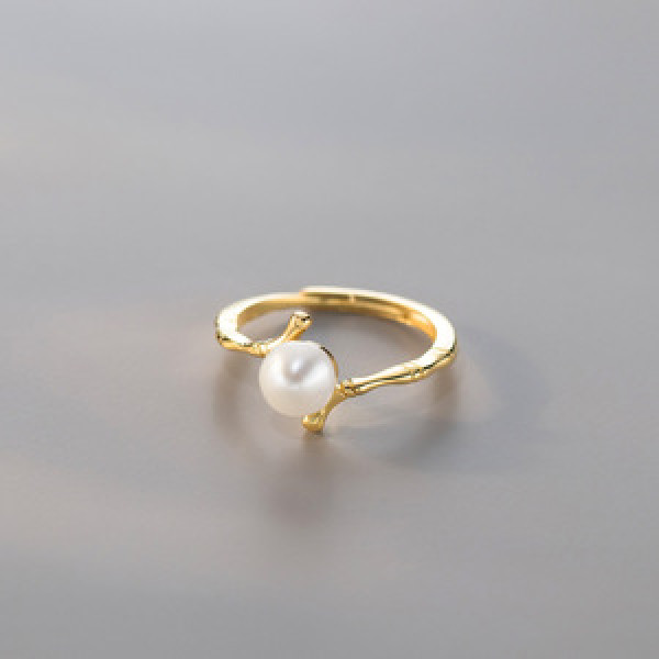 A45059 s925 sterling silver sweet dainty pearl ring