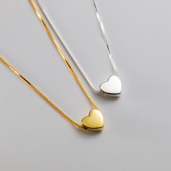 A44189 s925 silver trendy sweet unique simple heart necklace