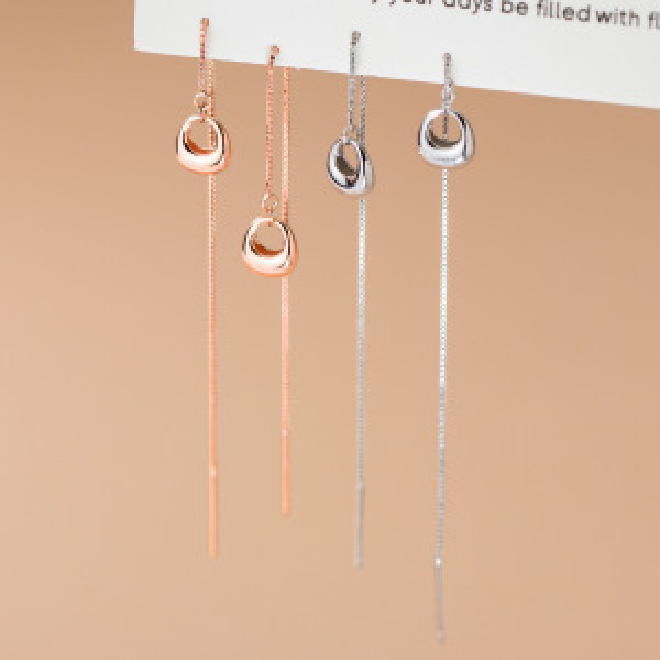 A44435 s925 sterling silver trendy sweet hollowed oval string stud earrings