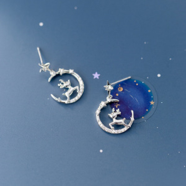 A44853 s925 silver elegant sweet simple christmas deer earrings