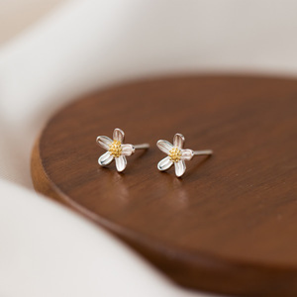 A45440 s925 sterling silver trendy sweet dainty simple daisy stud earrings