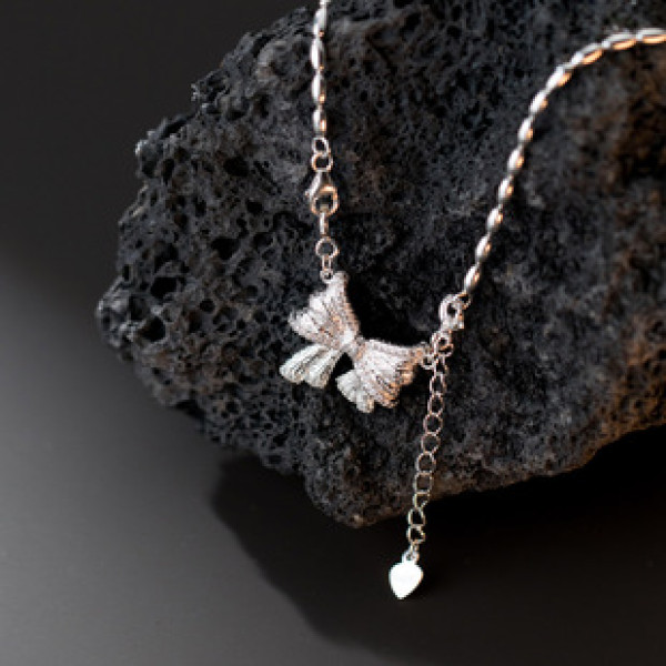 A37956 s925 sterling silver butterfly design elegant necklace