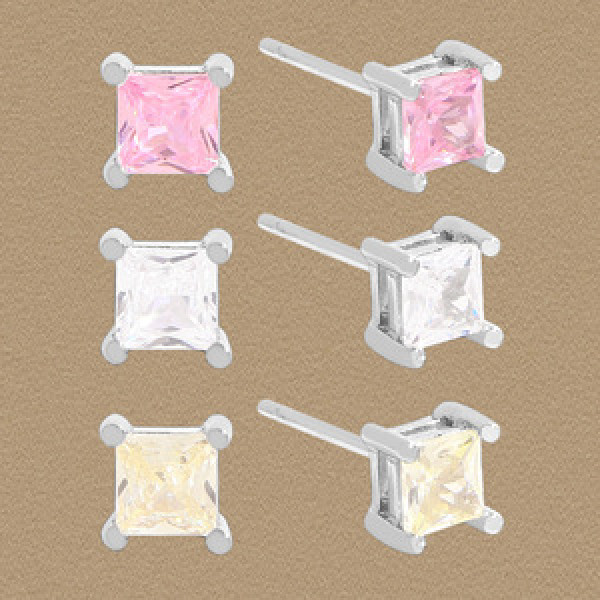 A45081 cubic zirconia stud sterling silver s925 piercing earrings