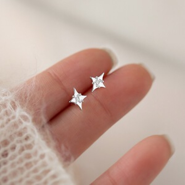 A44459 s925 sterling silver simple stud elegant earrings