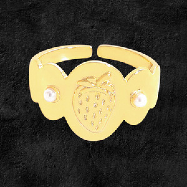 A45093 pearl strawberry goldplated gold sterling silver s925 ring