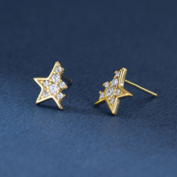 A41054 s925 sterling silver sparkling rhinestone stud elegant unique stars earrings