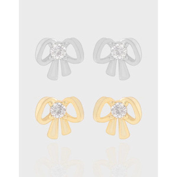 A42425 design butterfly cubic zirconia stud sterling silver s925 earrings