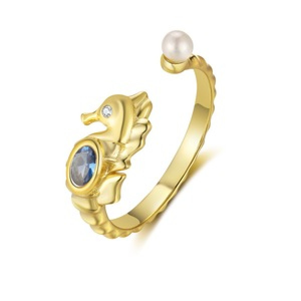 A45867 cubic zirconia adjustable s925 sterling silver fashion unique pearl ring