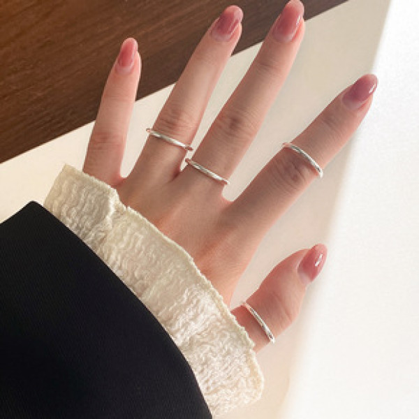 A43449 silver simple adjustable ring