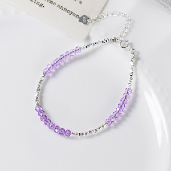 A45287 s925 silver trendy sweet purple crystal charm bracelet