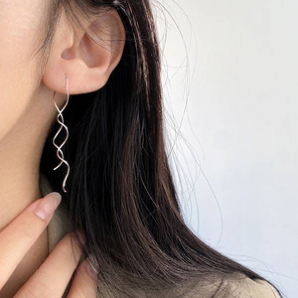 A45158 s925 sterling silver trendy sweet weave string stud earrings