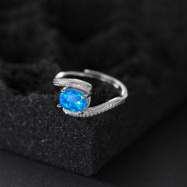 A42954 s925 sterling silver vintage geometric oval double layer ring