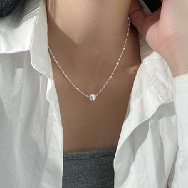 A46174 s925 sterling silver dainty simple extra cateye heart necklace