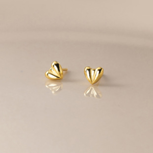 A40592 s925 silver heart stud simple cute sweet earrings