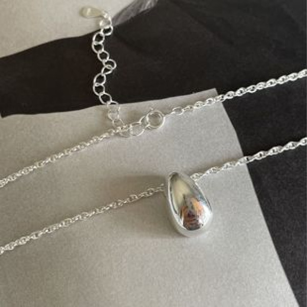 A39919 sterling silver teardrop simple elegant necklace
